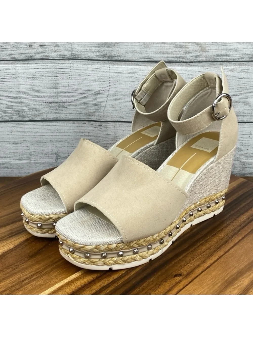 Dolce Vita Oraya Studded Espadrille Wedge Ankle Strap Open Toe Sandal Size 10